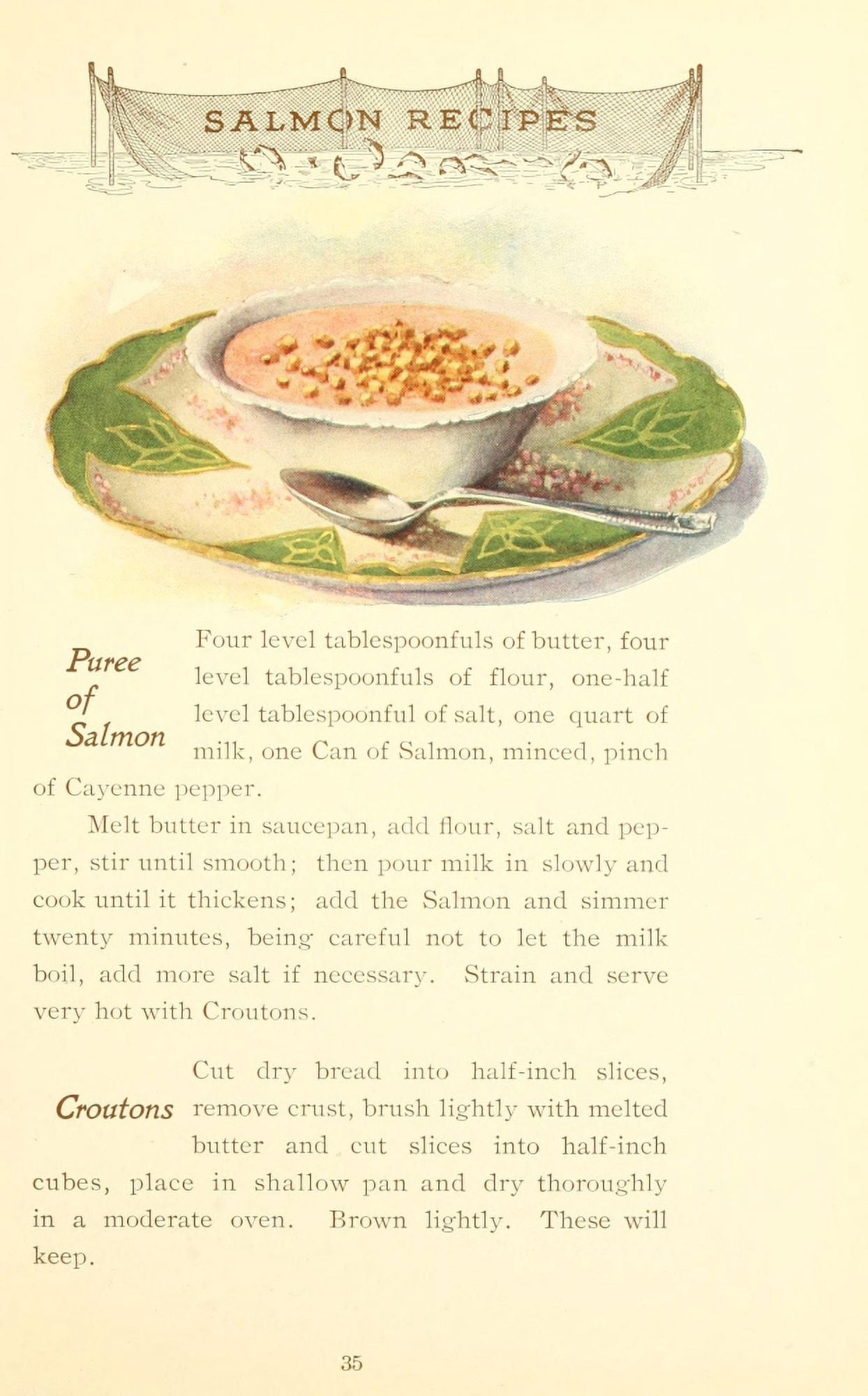 Canned Salmon Recipes 1900 Puree of Salmon Canvas Art - (24 x 36)