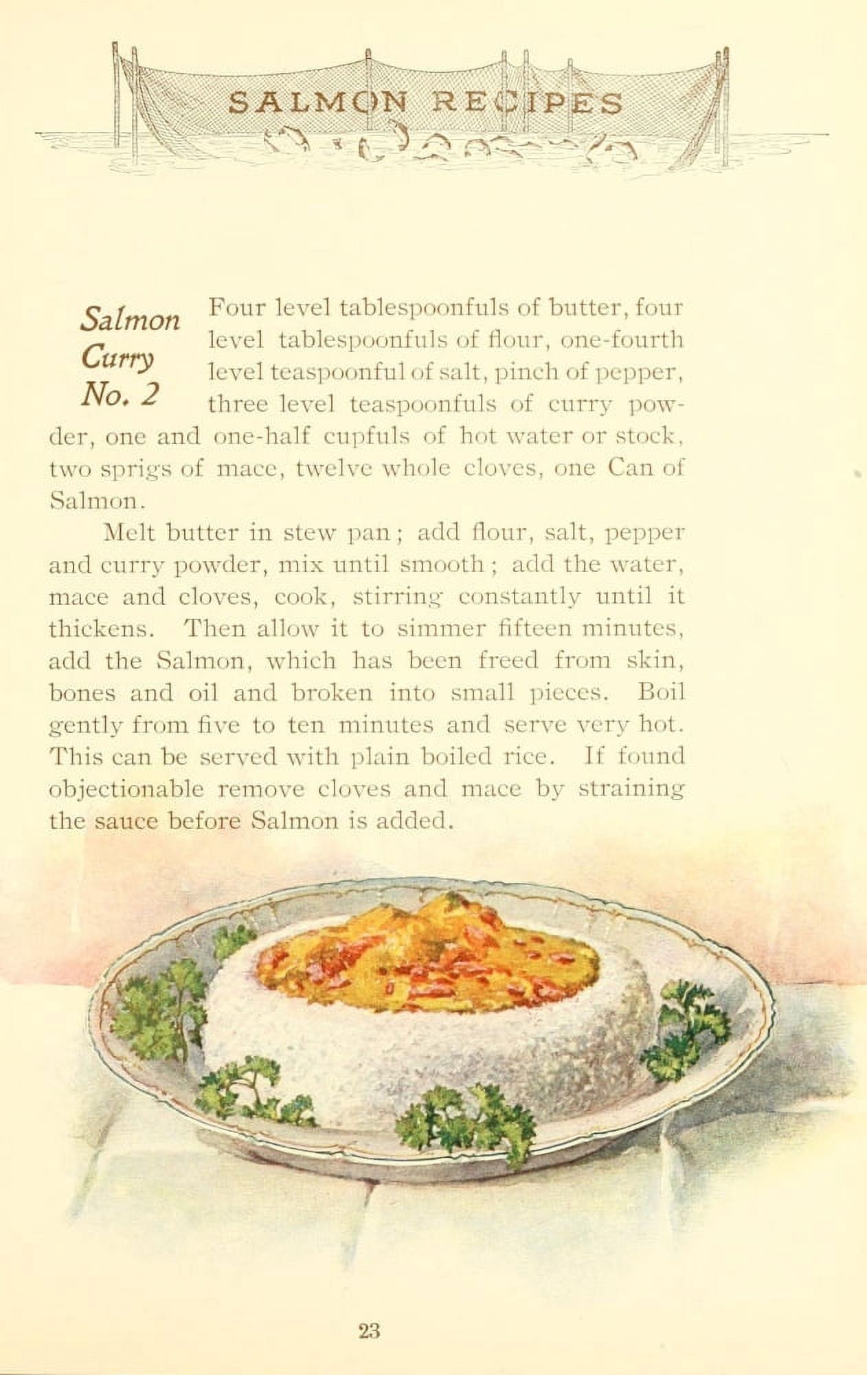 Canned Salmon Recipes 1900 Salmon Curry Canvas Art - (18 x 24)