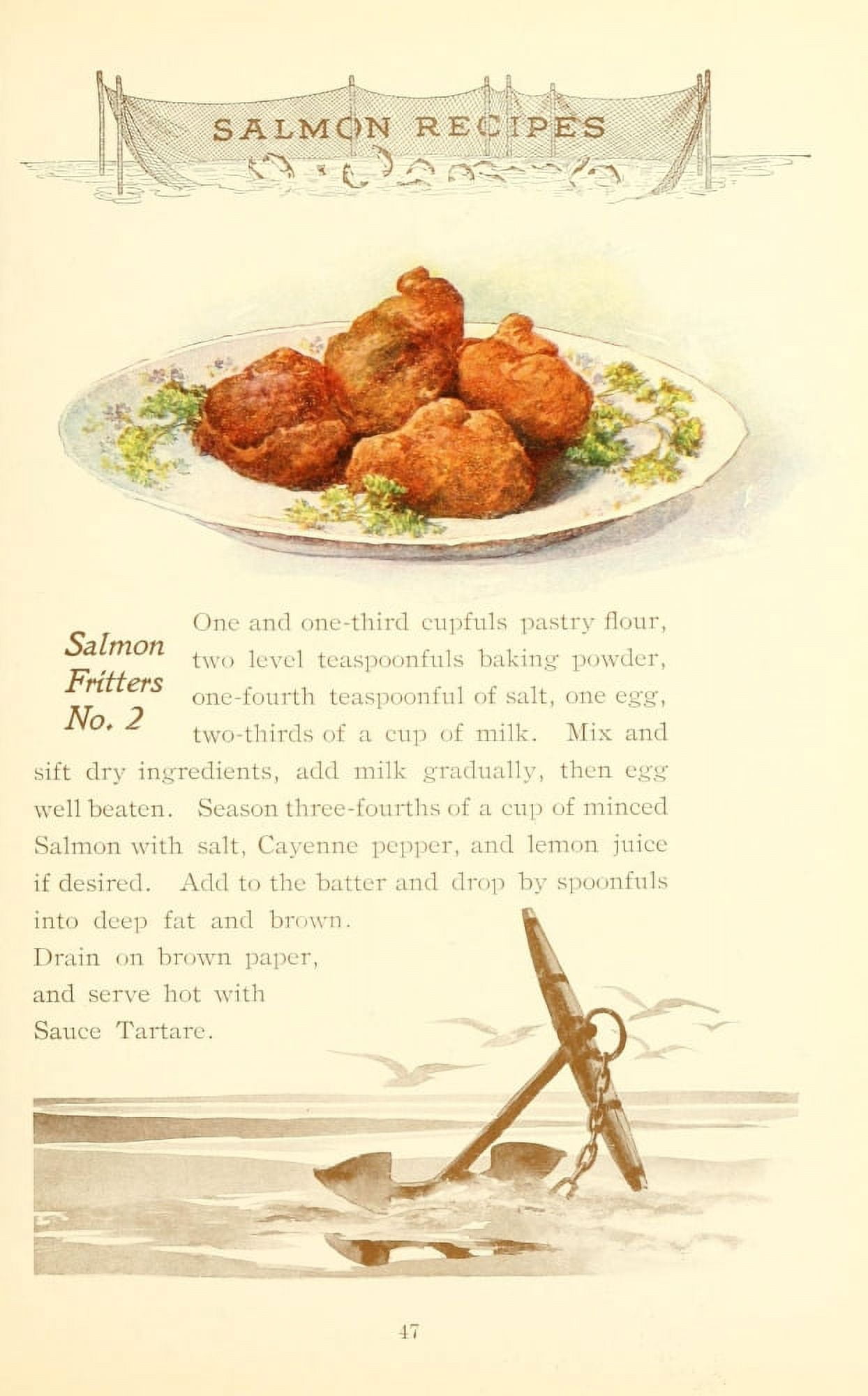 Canned Salmon Recipes 1900 Salmon Fritters Canvas Art - (18 x 24)