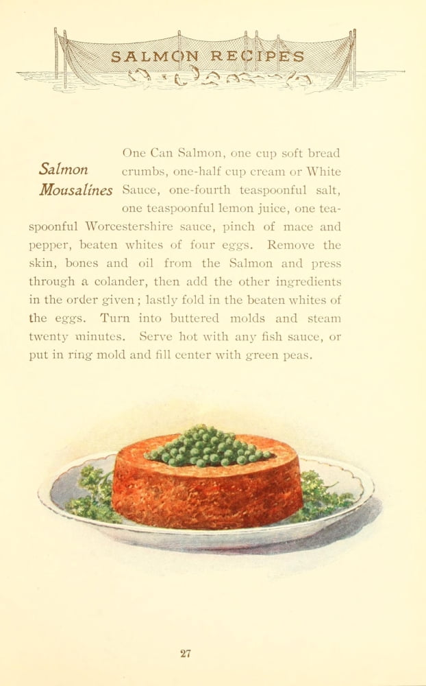 Canned Salmon Recipes 1900 Salmon Mousalines Canvas Art - (18 x 24)