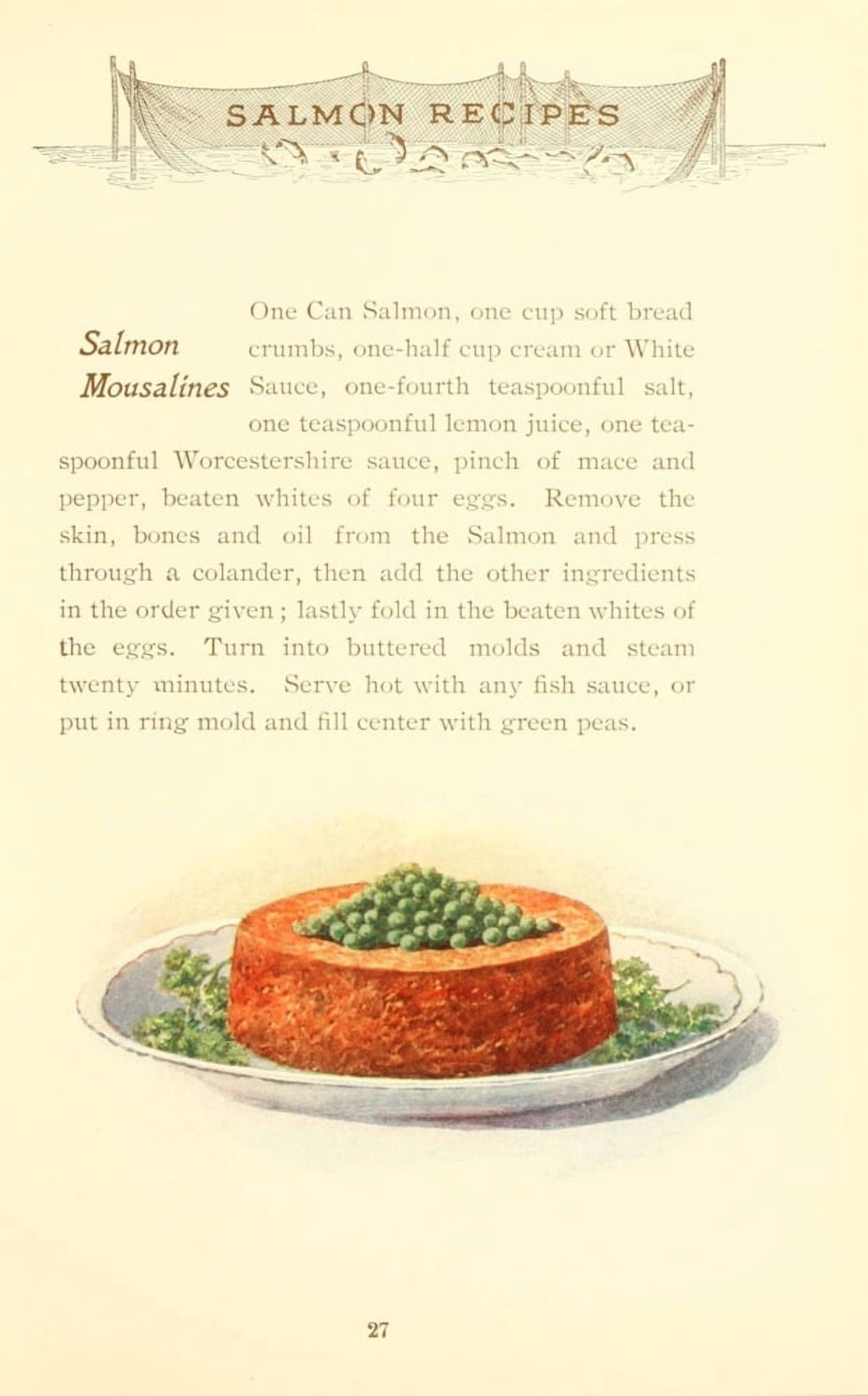 Canned Salmon Recipes 1900 Salmon Mousalines Canvas Art - (24 x 36)