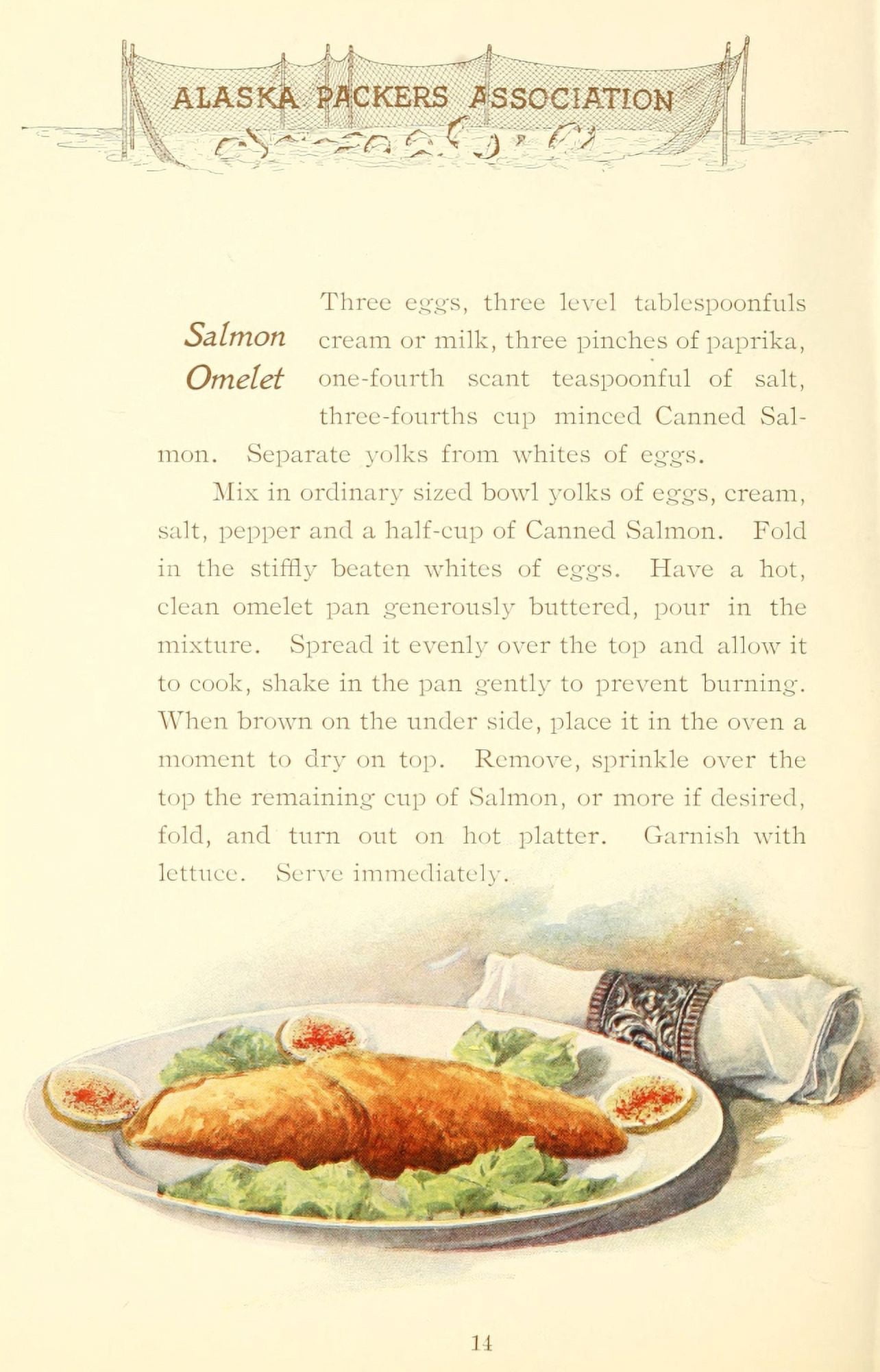 Canned Salmon Recipes 1900 Salmon Omelet Canvas Art - (24 x 36)