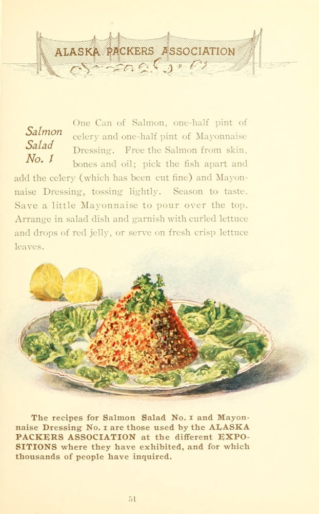 Canned Salmon Recipes 1900 Salmon Salad Canvas Art - (18 x 24)