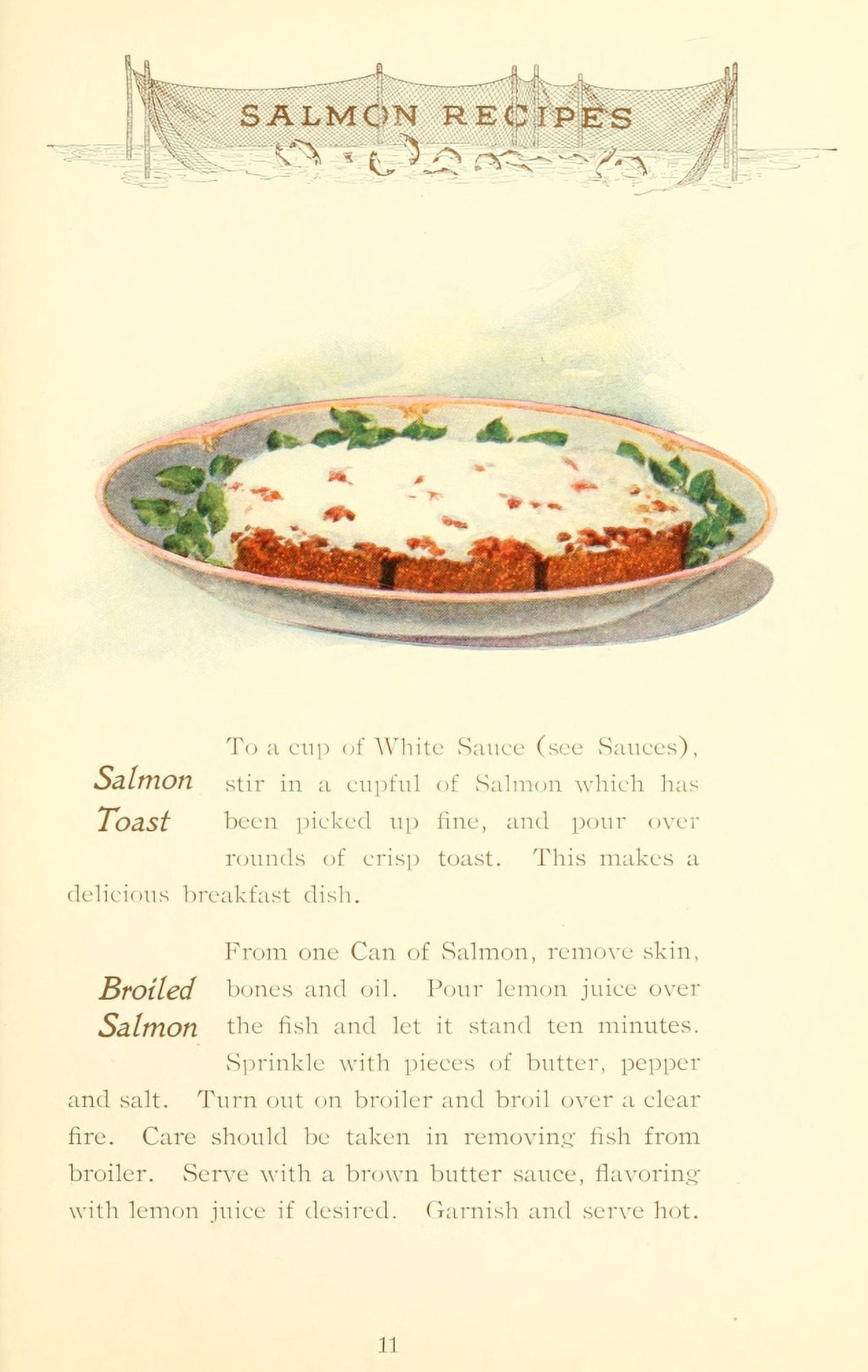 Canned Salmon Recipes 1900 Salmon Toast Canvas Art - (24 x 36)