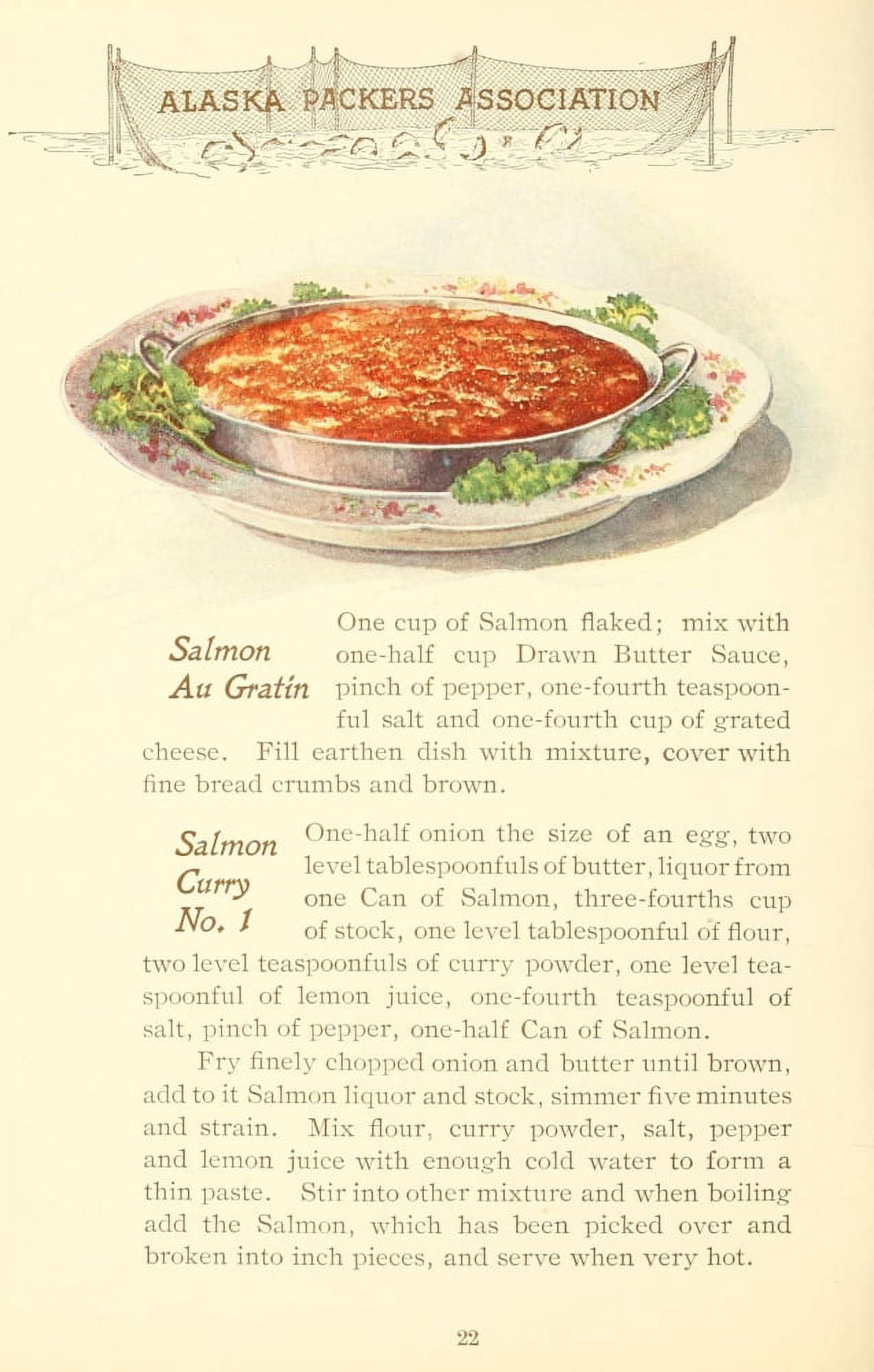 Canned Salmon Recipes 1900 Salmon au Gratin Canvas Art - (24 x 36)