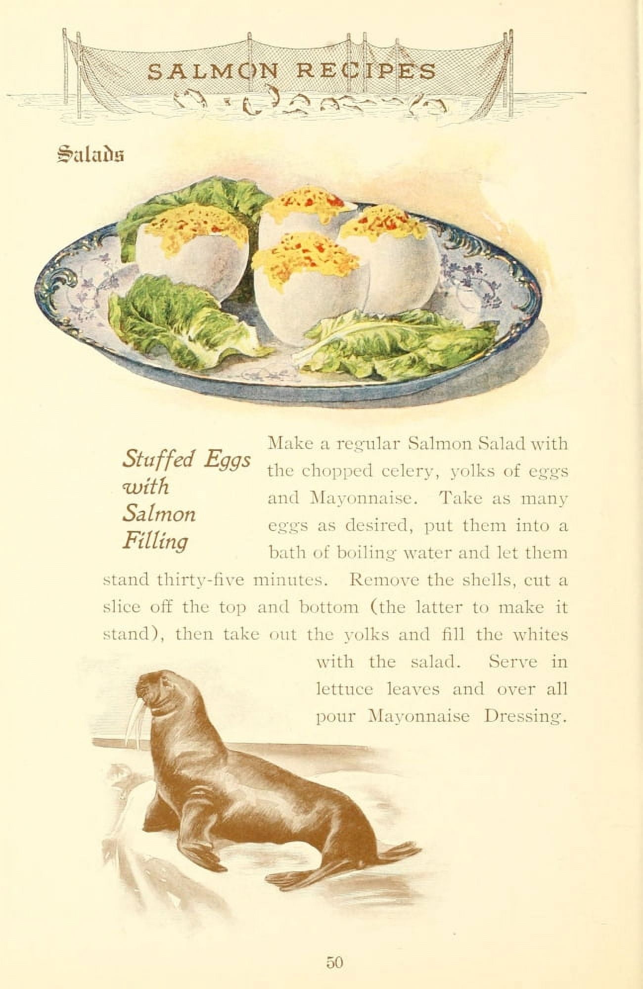 Canned Salmon Recipes 1900 Stuffed Eggs with Salmon Filling Canvas Art -  (18 x 24)