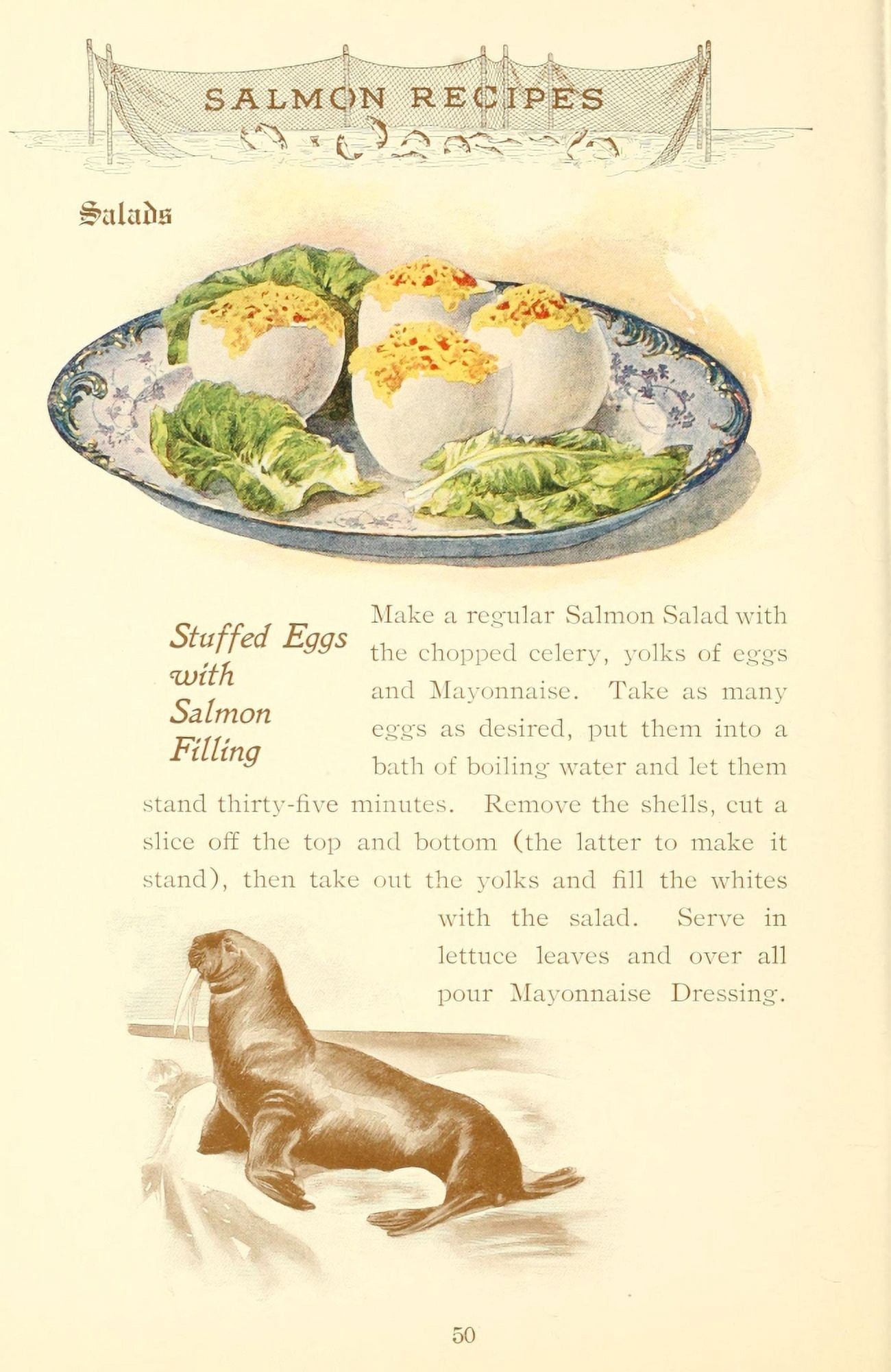 Canned Salmon Recipes 1900 Stuffed Eggs with Salmon Filling Canvas Art -  (24 x 36)