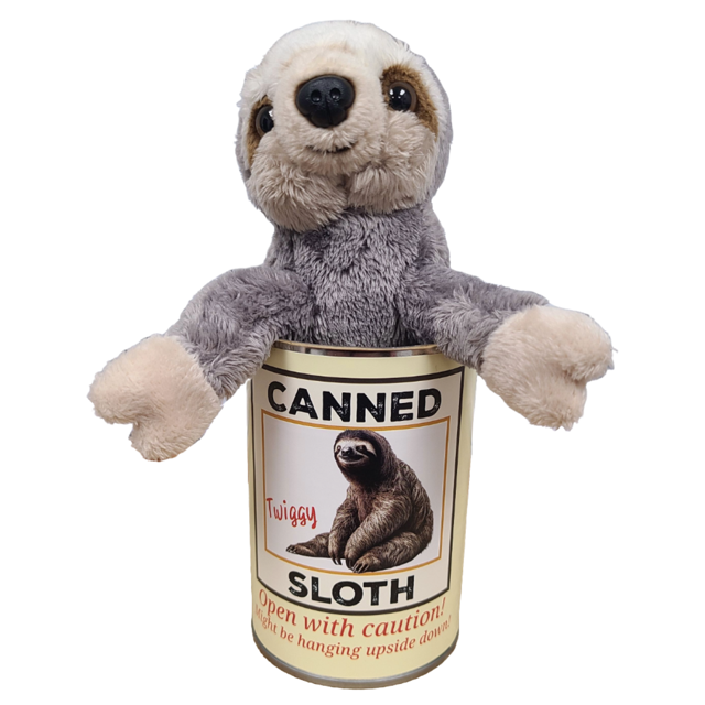 Fun Sloth Items Canned Sloth - Stuffed Animal Plush in a Tin Can with Jokes - Unique ...