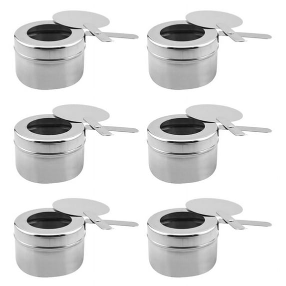 Hot Pot Fuel Rack, Stainless Steel Match Core Fuel Rack, Canned Warming Box Rack with Safetys Cover,for BBQ, Partys Stainless steel Silver