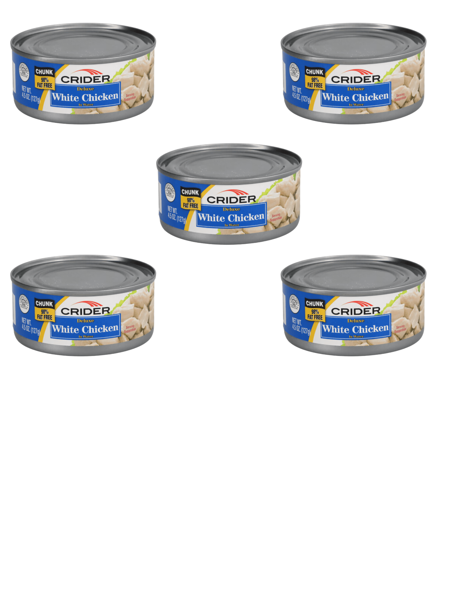 Canned White Chicken - 98% Fat Free Gluten Free High Protein Chunk White Chicken Salads Sandwiches Wraps Bowls