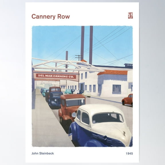Cannery Row, John Steinbeck - Literary Book Cover Art, American Literature, Bookish Gift, Modern Home Decor Poster Wall Art, Modern Wall Decor For Living Room Bedroom, 12x18 UNFRAMED