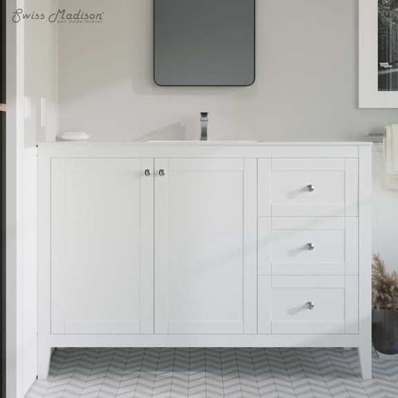 Cannes 48 Single, Two Doors, Three Drawers, Bathroom Vanity