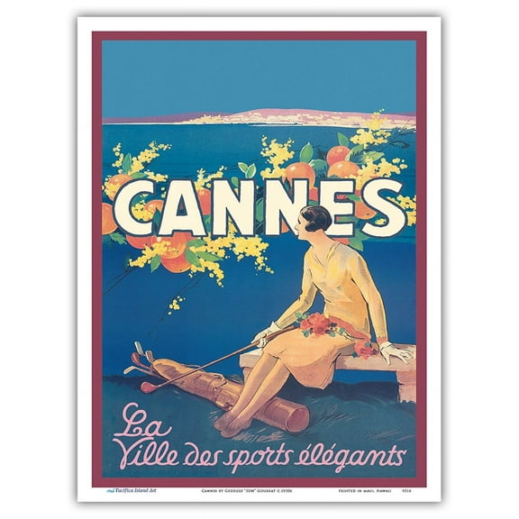 Cannes - City of Elegant Sports (La Ville Des Sports Élégants) - Vintage Travel Poster by Georges "SEM" Goursat c.1930s - Master Art Print (Unframed) 9in x 12in