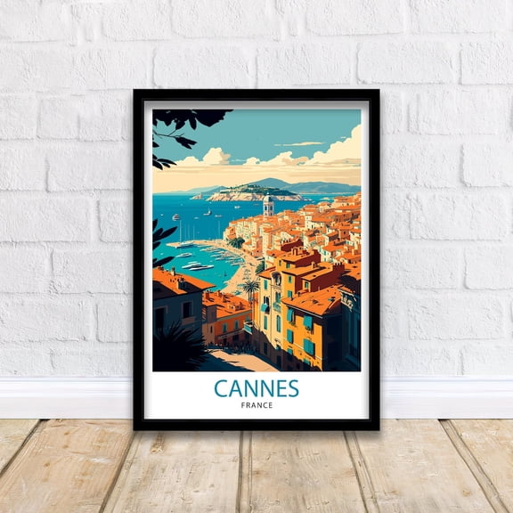 Cannes France Travel Print, French Riviera Illustration, Poster Only