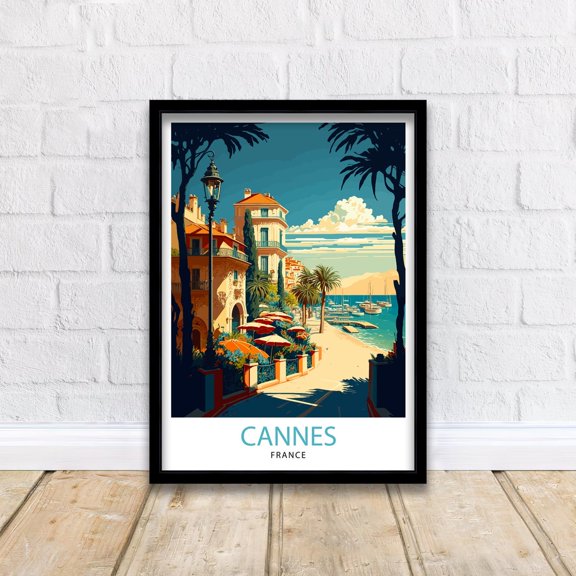Cannes French Riviera Art Print, France Travel Poster, Poster Only