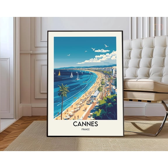 Cannes French Riviera Travel Poster Art Print Unframed Paper Print