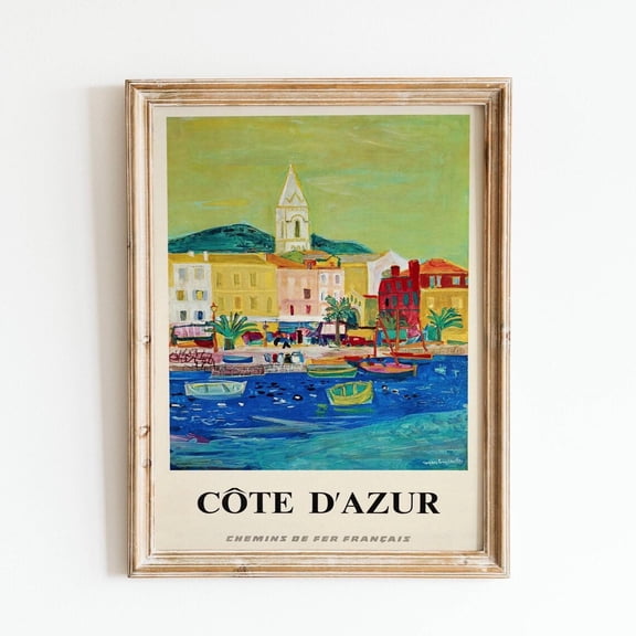 Cannes French Riviera Travel Poster, Unframed Paper Poster 8x10in
