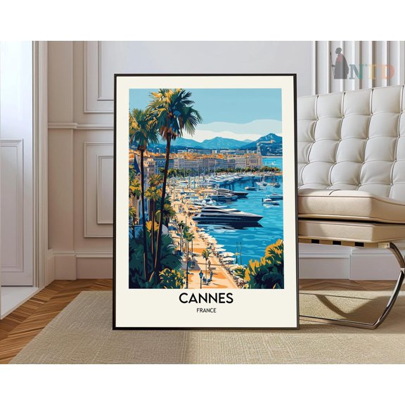 Cannes French Riviera Travel Poster Wall Art Print Unframed Paper Print