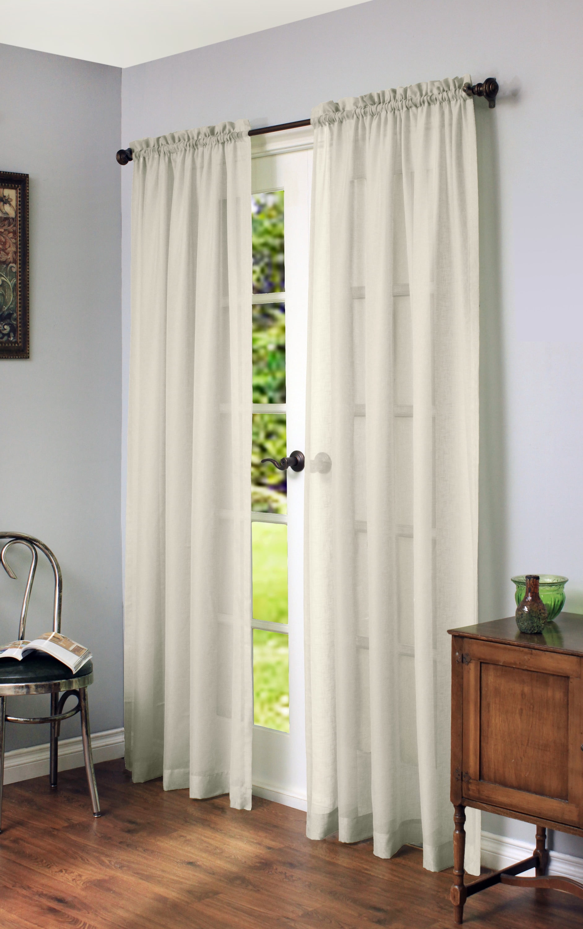 Cannes Rod Pocket Linen-Like Curtain Panel 56" x 84" in Ivory