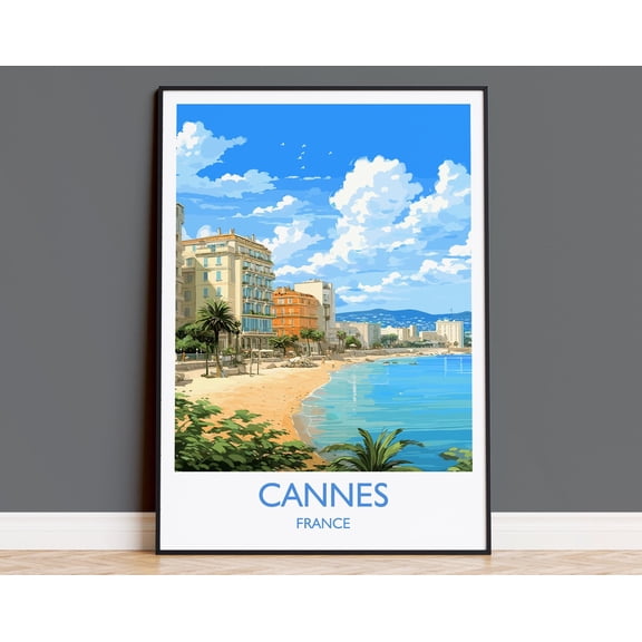 Cannes Travel Poster, Travel Print of Cannes, France, Cannes Art, Canne Gift, Wall Art Print, 24x36 UNFRAMED