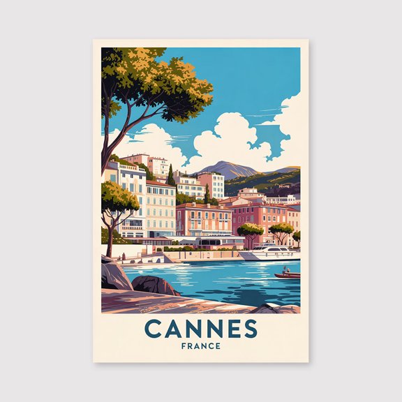 Cannes Travel Print Canvas Wall Art, Cannes Wall Hanging Home decor Cannes Canvas Art, France Art Canvas Cannes Print Canvas France Artwork-1WN3520