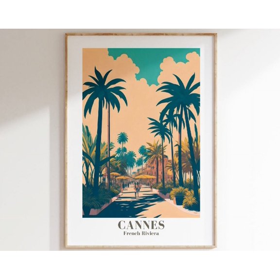 Cannes Travel Print, French Riviera Poster, Art, France Travel Print, Trendy Wall Art, Cities Poster, City Skyline Wall Art Wall Art, Modern Wall Decor, 24x36 UNFRAMED