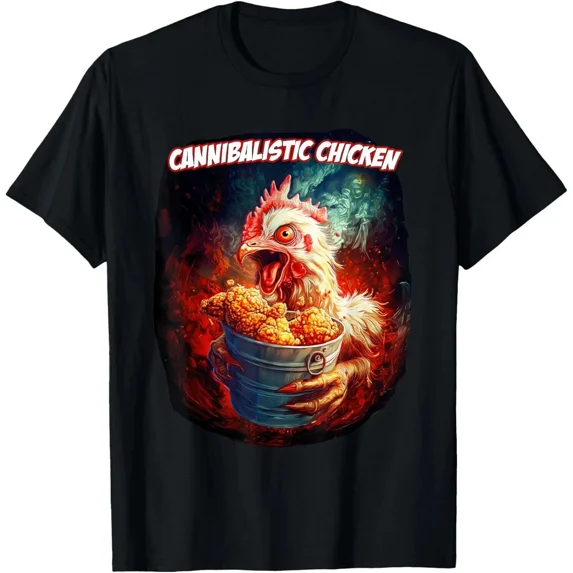 Cannibal Chicken Eating Fried Chicken Funny Dark Humor Unisex T-Shirt