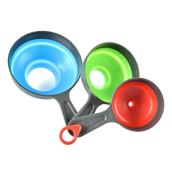 FELTECHELECTR 3Pcs Collapsible Kitchen Funnels with Wide Mouth for Liquid Dispensing Multi Color