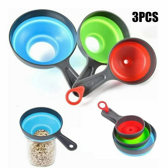 Canning Funnels wide mouth,Set of 3 Silicone Collapsible Funnels for Kitchen Use, Food Grade Kitchen Funnel, Large Wide Mouth Funnel for Mason Jars, Jam and Spice, Small Funnel