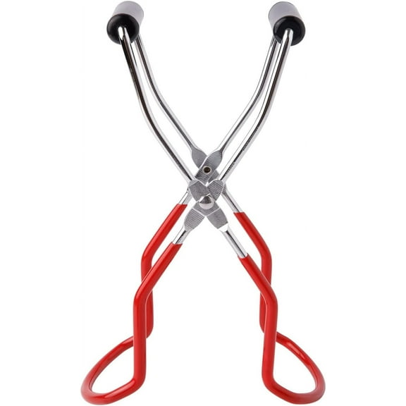 Canning Jar Lifter Tongs Stainless Steel Jar Lifter with Grip Handle for Home Kitchen (Red)