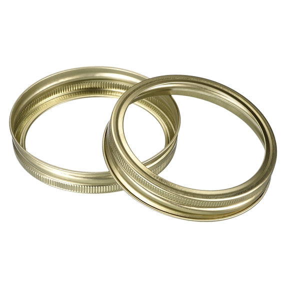 Uxcell Canning Jar Rings, Tinplate Split-Type Mason Jar Replacement Bands Wide Mouth Leak Proof Fits Storage Cover Gold 86 mm