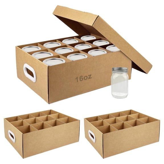 Canning Jar Storage Boxes, 16 oz Mason Jar Organizer with Dividers, Stackable