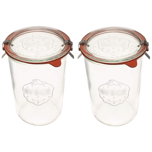 Canning Jars 743-28.7 fl. oz Mold Jars made of Transparent Glass - Eco-Friendly Canning Jar - Storage for Food, Yogurt with Air Tight Seal & Lid - 3/4 Liter Tall Jars Set - Set of (2 Jars)