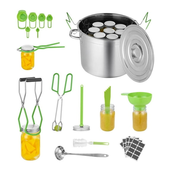 Canning Kit 11 Pieces Stainless Steel Water Bath Canner - Beginner Canning Supplies for Jam & Pickles - Jar Lifter, Wrench, Funnel - Home Food Preservation Starter Set
