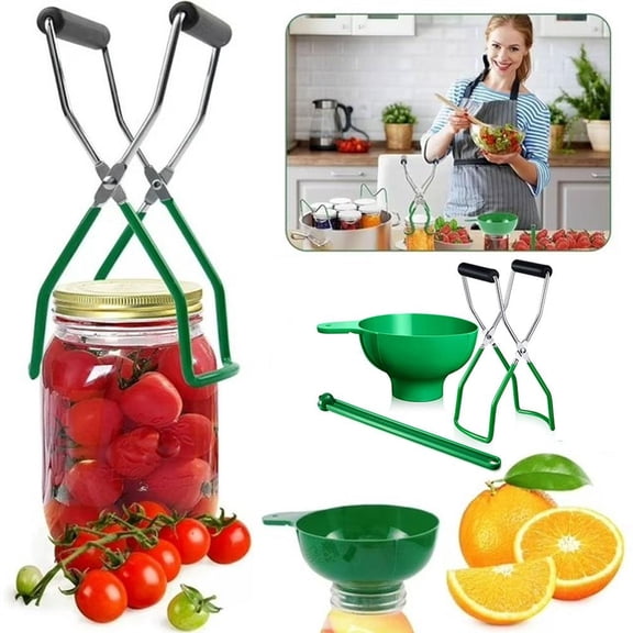 Canning Kit with Wide Mouth Funnel, Magnetic Lid Lifter, and Anti-Scald Clip - Essential Kitchen Tools for Home Canning Jars