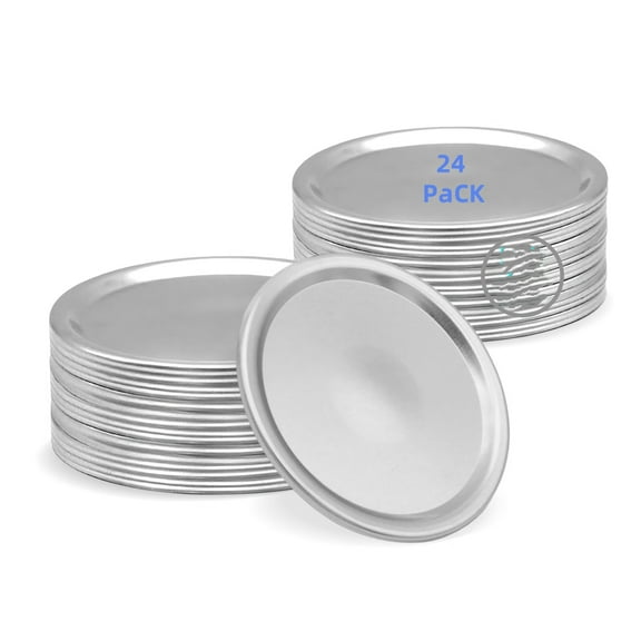 Canning Lids Regular Mouth,24 Count 70MM Mason Jar Split-Type Metal Canning Lids for Ball,Kerr,Canning Jar lids Bulk,Food Grade Material Reusable Leak Proof Lids with Silicone Seals Rings