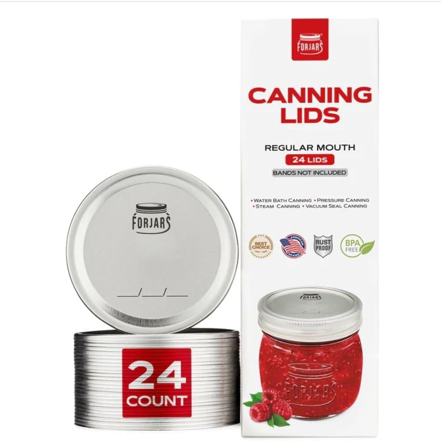 Canning Lids Regular Mouth, 24Pack Create Airtight Seals on Mason