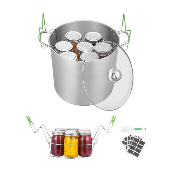 Canning Pot 21 QT Stainless Steel with Rack & Glass Lid - Waterbath Canner for Home Canning, Large Capacity 7 Jars, Induction Compatible - Jams, Pickles, Preserves