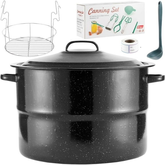 Canning Pot with Rack and Lid-Canning Kit for Beginners 21.5 Quart Stock Pots-Canning Supplies Starter Kit for Beginners Water Bath Canners for Canning Food Grade Accessories Starter