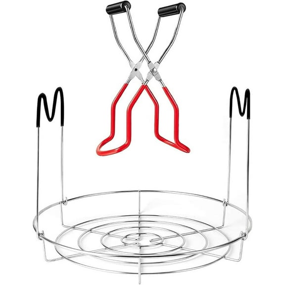 Canning Rack with Heat Resistant Silicone Handles,Stainless Steel Canning Jar Rack Canner Rack Canning Rack Canning Tongs for Regular Mouth Ball Jars, Canning Jar Lifter(no jars)