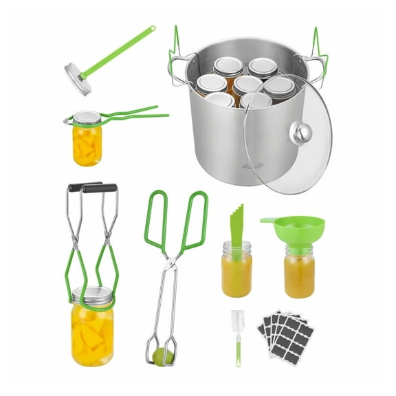 Canning Supplies Kit 9 PCS - Stainless Steel Water Bath Canning Set for Jars - Jar Lifter, Wrench, Funnel - Beginner & Home Canning Essentials