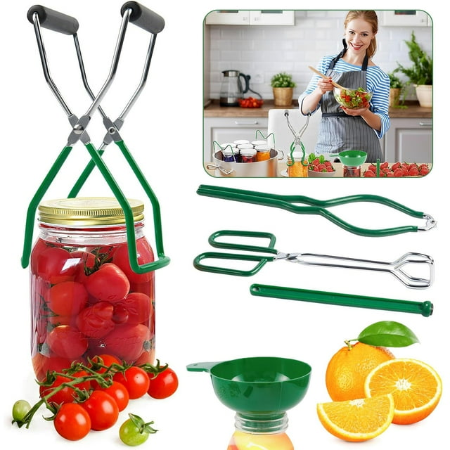 5Pcs Canning Supplies Starter Kit Wide Mouth Funnel, Tongs, Jar Lifter, Lid Lifter, Jar Wrench