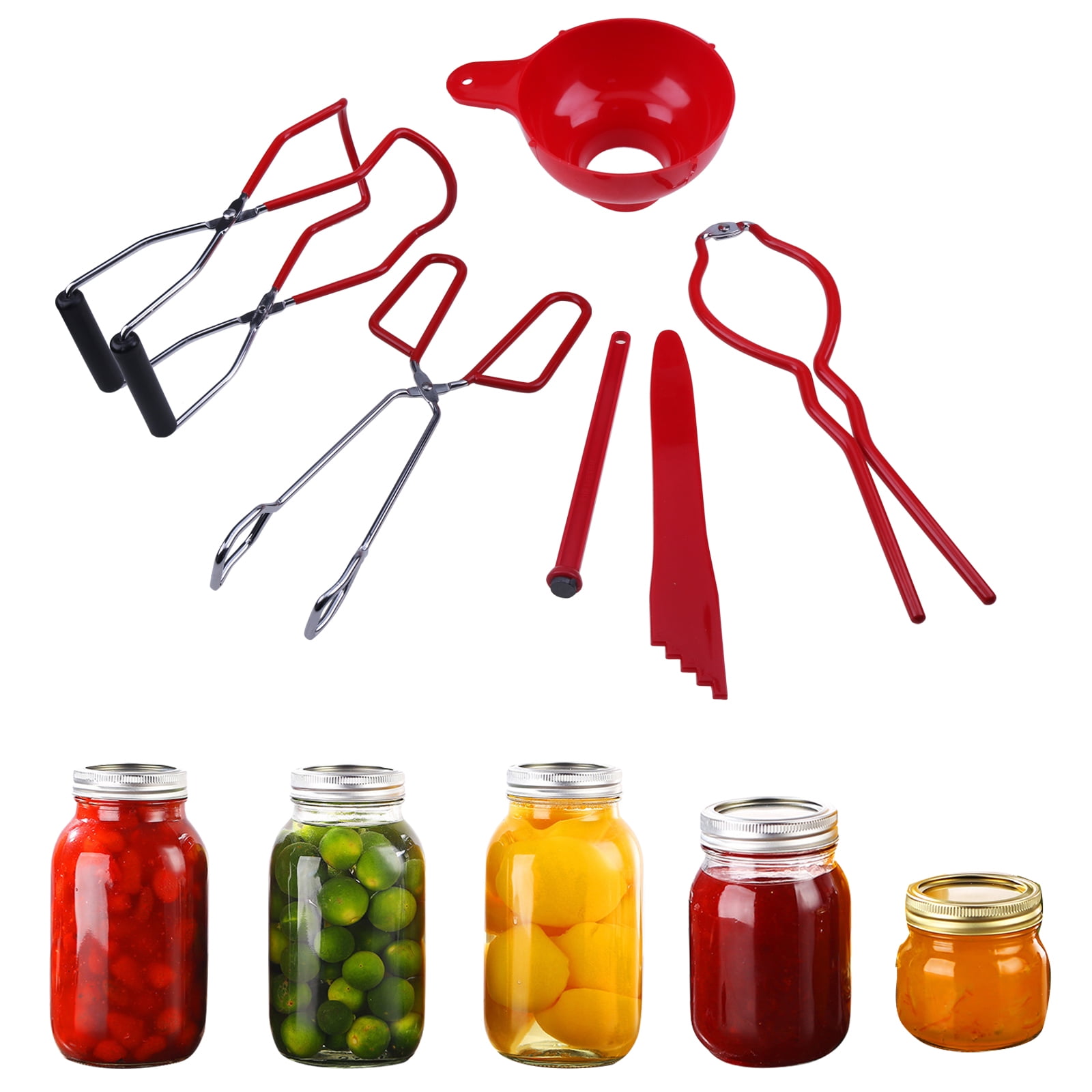 Met Lux Canning Utensil Set, 1 Durable Canning Tool Kit - 6-Piece Set, Includes Vinyl-Coated Jar Tong, Lifter, Wrench, Stainless Steel Canning Equipme
