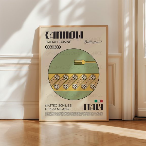 Cannoli Italian Food Kitchen Dining Room Kitchen Wall Decor Unframed Paper Print