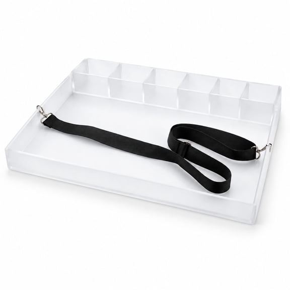 Cannoli Usherette Serving Tray Set with Adjustable Shoulder Strap, 22 x 16 Inches, Frosted Acrylic for Professional Catering