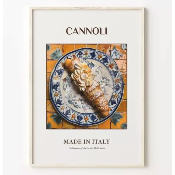 Cannoli Wall Art Maiolica Tile Plate Print Italian Food Poster