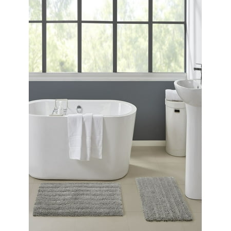 Cannon 2Pc Silver Bath Rug (17"x24" & 21"x34")