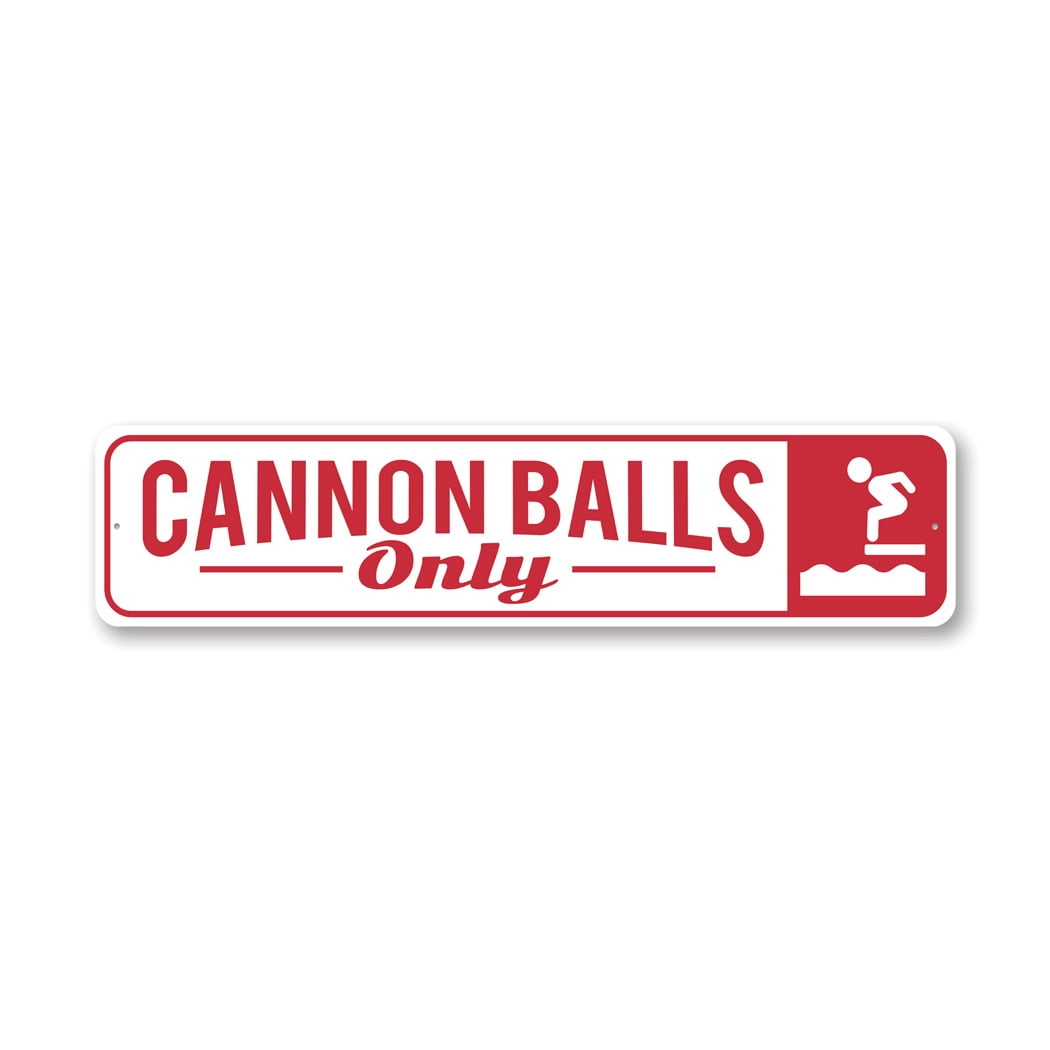 Cannon Balls Only Pool Aluminum Metal Decor Sign - 4x18 inches ...