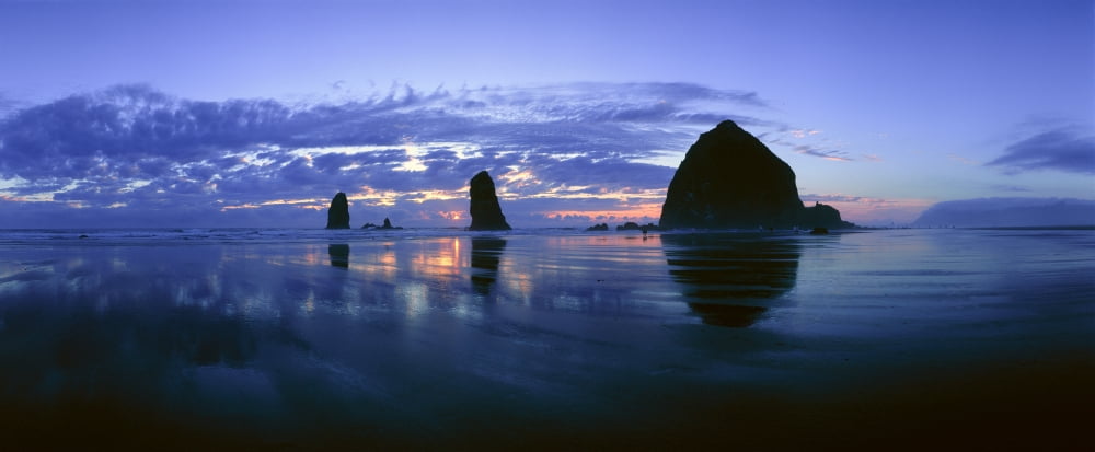 Cannon Beach Oregon Canvas Art - Panoramic Images (36 x 12)