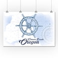 thumbnail image 1 of Cannon Beach, Oregon - Ship Wheel - Blue - Coastal Icon - Lantern Press Artwork (36x54 Giclee Gallery Print, Wall Decor Travel Poster), 1 of 1